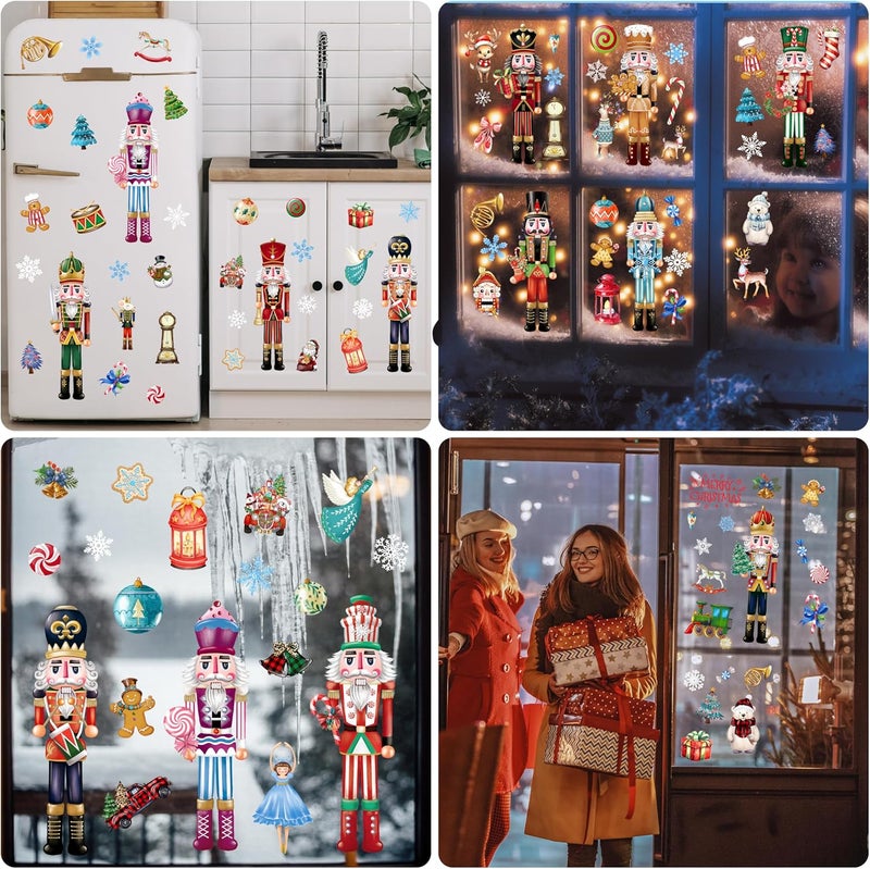 BORAMDO Christmas Nutcracker Window Clings - 12 Sheets of Removable Decals, Stickers for Glass Windows, Xmas Holiday Home Office Decor, 12 Styles - Image 5